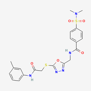 molecular formula C21H23N5O5S2 B2472315 4-(N,N-二甲基氨磺酰基)-N-((5-((2-氧代-2-(间甲苯胺基)乙基)硫代)-1,3,4-恶二唑-2-基)甲基)苯甲酰胺 CAS No. 903272-28-6