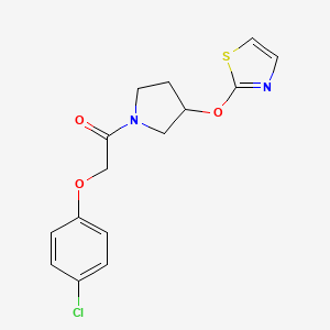 molecular formula C15H15ClN2O3S B2472319 2-(4-Chlorophenoxy)-1-(3-(thiazol-2-yloxy)pyrrolidin-1-yl)ethanone CAS No. 2198991-63-6
