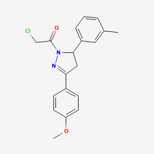 molecular formula C19H19ClN2O2 B2472322 2-Chloro-1-[5-(4-methoxyphenyl)-3-(3-methylphenyl)-3,4-dihydropyrazol-2-yl]ethanone CAS No. 1427794-85-1