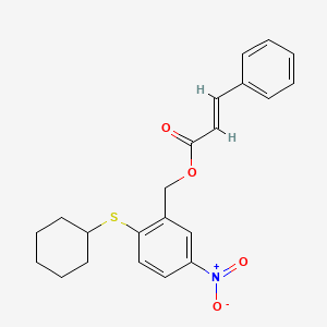 molecular formula C22H23NO4S B2472327 2-(Cyclohexylsulfanyl)-5-nitrobenzyl 3-phenylacrylate CAS No. 329928-95-2