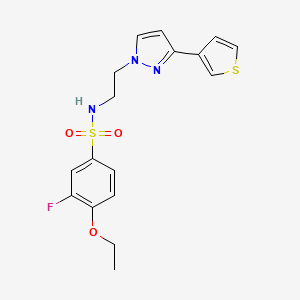 molecular formula C17H18FN3O3S2 B2472338 4-ethoxy-3-fluoro-N-(2-(3-(thiophen-3-yl)-1H-pyrazol-1-yl)ethyl)benzenesulfonamide CAS No. 2034453-23-9