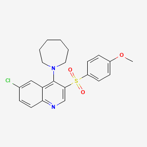 molecular formula C22H23ClN2O3S B2472341 4-Azepan-1-yl-6-chloro-3-[(4-methoxyphenyl)sulfonyl]quinoline CAS No. 867040-32-2