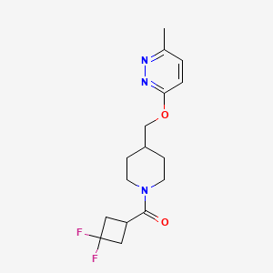 molecular formula C16H21F2N3O2 B2472355 (3,3-Difluorocyclobutyl)-[4-[(6-methylpyridazin-3-yl)oxymethyl]piperidin-1-yl]methanone CAS No. 2379996-77-5
