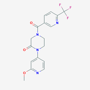 molecular formula C17H15F3N4O3 B2472364 1-(2-Methoxypyridin-4-yl)-4-[6-(trifluoromethyl)pyridine-3-carbonyl]piperazin-2-one CAS No. 2380141-30-8
