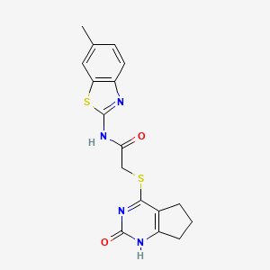 N-(6-methylbenzo[d]thiazol-2-yl)-2-((2-oxo-2,5,6,7-tetrahydro-1H-cyclopenta[d]pyrimidin-4-yl)thio)acetamide