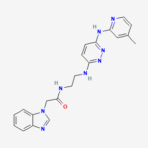 2-(1H-benzo[d]imidazol-1-yl)-N-(2-((6-((4-methylpyridin-2-yl)amino)pyridazin-3-yl)amino)ethyl)acetamide