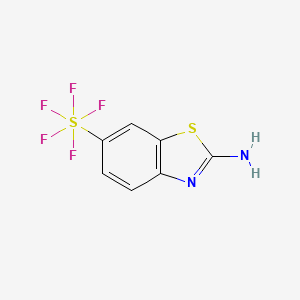 molecular formula C7H5F5N2S2 B2472387 FS(C1=CC2=C(N=C(S2)N)C=C1)(F)(F)(F)F CAS No. 2092468-21-6