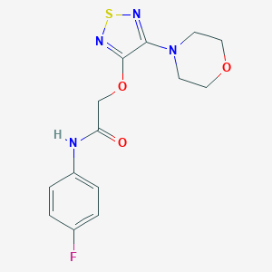molecular formula C14H15FN4O3S B247239 N-(4-fluorophenyl)-2-{[4-(4-morpholinyl)-1,2,5-thiadiazol-3-yl]oxy}acetamide 