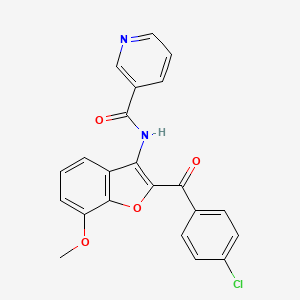 molecular formula C22H15ClN2O4 B2472412 N-(2-(4-chlorobenzoyl)-7-methoxybenzofuran-3-yl)nicotinamide CAS No. 929514-03-4