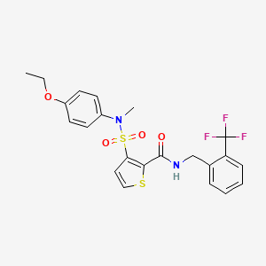 molecular formula C22H21F3N2O4S2 B2472423 3-[(4-ethoxyphenyl)(methyl)sulfamoyl]-N-[2-(trifluoromethyl)benzyl]thiophene-2-carboxamide CAS No. 1251595-59-1