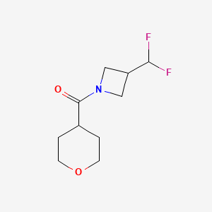 molecular formula C10H15F2NO2 B2472425 (3-(difluoromethyl)azetidin-1-yl)(tetrahydro-2H-pyran-4-yl)methanone CAS No. 2310076-69-6