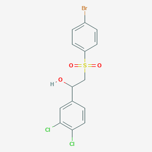molecular formula C14H11BrCl2O3S B2472433 2-[(4-Bromophenyl)sulfonyl]-1-(3,4-dichlorophenyl)-1-ethanol CAS No. 477859-20-4