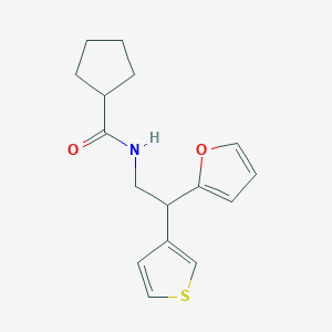 molecular formula C16H19NO2S B2472454 N-(2-(furan-2-yl)-2-(thiophen-3-yl)ethyl)cyclopentanecarboxamide CAS No. 2097865-73-9