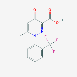 molecular formula C13H9F3N2O3 B2472464 6-Methyl-4-oxo-1-[2-(trifluoromethyl)phenyl]-1,4-dihydropyridazine-3-carboxylic acid CAS No. 619328-59-5