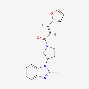 molecular formula C19H19N3O2 B2472473 (E)-3-(呋喃-2-基)-1-(3-(2-甲基-1H-苯并[d]咪唑-1-基)吡咯烷-1-基)丙-2-烯-1-酮 CAS No. 2034997-68-5