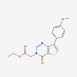 molecular formula C17H16N2O4S B2472474 乙酸[7-(4-甲氧基苯基)-4-氧代噻吩并[3,2-d]嘧啶-3(4H)-基]酯 CAS No. 1105219-24-6