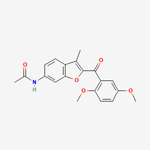 molecular formula C20H19NO5 B2472480 N-[2-(2,5-dimethoxybenzoyl)-3-methyl-1-benzofuran-6-yl]acetamide CAS No. 921158-30-7