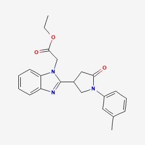 ethyl 2-{2-[1-(3-methylphenyl)-5-oxopyrrolidin-3-yl]-1H-1,3-benzodiazol-1-yl}acetate