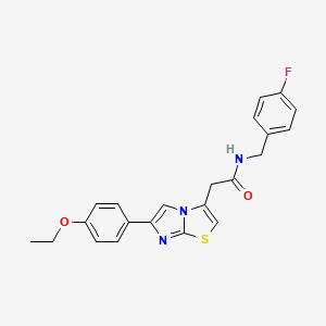 molecular formula C22H20FN3O2S B2472483 2-[6-(4-乙氧基苯基)咪唑并[2,1-b][1,3]噻唑-3-基]-N-[(4-氟苯基)甲基]乙酰胺 CAS No. 897462-26-9