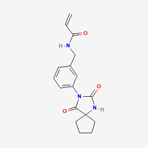 molecular formula C17H19N3O3 B2472524 N-[(3-{2,4-dioxo-1,3-diazaspiro[4.4]nonan-3-yl}phenyl)methyl]prop-2-enamide CAS No. 2094848-11-8