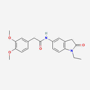 molecular formula C20H22N2O4 B2472529 2-(3,4-dimethoxyphenyl)-N-(1-ethyl-2-oxoindolin-5-yl)acetamide CAS No. 921542-41-8
