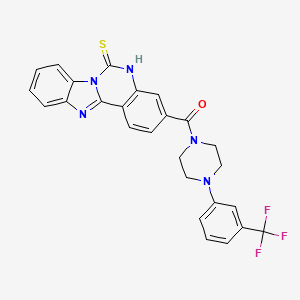 molecular formula C26H20F3N5OS B2472530 3-({4-[3-(trifluoromethyl)phenyl]piperazin-1-yl}carbonyl)benzimidazo[1,2-c]quinazoline-6(5H)-thione CAS No. 688792-48-5