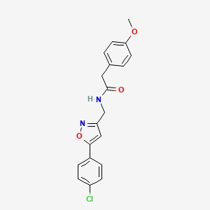 molecular formula C19H17ClN2O3 B2472555 N-((5-(4-chlorophenyl)isoxazol-3-yl)methyl)-2-(4-methoxyphenyl)acetamide CAS No. 946340-93-8