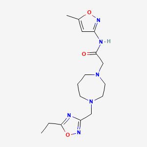molecular formula C16H24N6O3 B2472556 2-{4-[(5-乙基-1,2,4-恶二唑-3-基)甲基]-1,4-二氮杂环戊烷-1-基}-N-(5-甲基-1,2-恶唑-3-基)乙酰胺 CAS No. 1376350-77-4