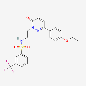 molecular formula C21H20F3N3O4S B2472559 N-(2-(3-(4-乙氧基苯基)-6-氧代嘧啶并[1,2-a]嘧啶-1(6H)-基)乙基)-3-(三氟甲基)苯磺酰胺 CAS No. 921514-20-7