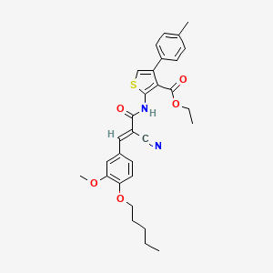 molecular formula C30H32N2O5S B2472569 ethyl 2-[[(E)-2-cyano-3-(3-methoxy-4-pentoxyphenyl)prop-2-enoyl]amino]-4-(4-methylphenyl)thiophene-3-carboxylate CAS No. 380457-82-9