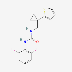 molecular formula C15H14F2N2OS B2472571 1-(2,6-Difluorophenyl)-3-((1-(thiophen-2-yl)cyclopropyl)methyl)urea CAS No. 1207032-93-6