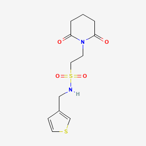 molecular formula C12H16N2O4S2 B2472579 2-(2,6-dioxopiperidin-1-yl)-N-(thiophen-3-ylmethyl)ethanesulfonamide CAS No. 1207001-25-9