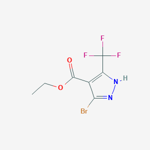 molecular formula C7H6BrF3N2O2 B2472601 3-溴-5-(三氟甲基)-1H-吡唑-4-羧酸乙酯 CAS No. 1929549-09-6