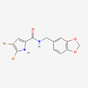 molecular formula C13H10Br2N2O3 B2472614 N-(1,3-benzodioxol-5-ylmethyl)-4,5-dibromo-1H-pyrrole-2-carboxamide CAS No. 860648-81-3