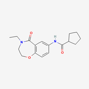 molecular formula C17H22N2O3 B2472639 N-(4-ethyl-5-oxo-2,3,4,5-tetrahydrobenzo[f][1,4]oxazepin-7-yl)cyclopentanecarboxamide CAS No. 922128-38-9