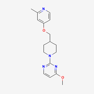 molecular formula C17H22N4O2 B2472641 4-Methoxy-2-[4-[(2-methylpyridin-4-yl)oxymethyl]piperidin-1-yl]pyrimidine CAS No. 2379947-73-4
