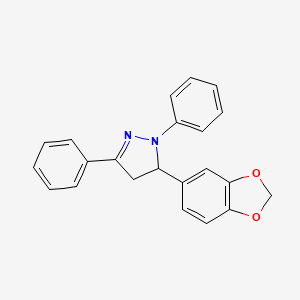 molecular formula C22H18N2O2 B2472643 3-(1,3-Benzodioxol-5-yl)-2,5-diphenyl-3,4-dihydropyrazole CAS No. 2755-74-0