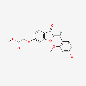 molecular formula C20H18O7 B2472644 (Z)-methyl 2-((2-(2,4-dimethoxybenzylidene)-3-oxo-2,3-dihydrobenzofuran-6-yl)oxy)acetate CAS No. 858763-44-7