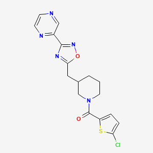 (5-Chlorothiophen-2-yl)(3-((3-(pyrazin-2-yl)-1,2,4-oxadiazol-5-yl)methyl)piperidin-1-yl)methanone
