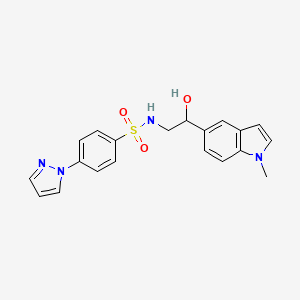 molecular formula C20H20N4O3S B2472660 N-(2-hydroxy-2-(1-methyl-1H-indol-5-yl)ethyl)-4-(1H-pyrazol-1-yl)benzenesulfonamide CAS No. 2034256-30-7