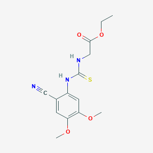 molecular formula C14H17N3O4S B2472661 Ethyl 2-{[(2-cyano-4,5-dimethoxyanilino)carbothioyl]amino}acetate CAS No. 478039-60-0