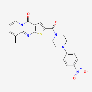 molecular formula C22H19N5O4S B2472669 9-methyl-2-(4-(4-nitrophenyl)piperazine-1-carbonyl)-4H-pyrido[1,2-a]thieno[2,3-d]pyrimidin-4-one CAS No. 690252-91-6