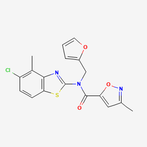 molecular formula C18H14ClN3O3S B2472679 N-(5-chloro-4-methylbenzo[d]thiazol-2-yl)-N-(furan-2-ylmethyl)-3-methylisoxazole-5-carboxamide CAS No. 946285-65-0