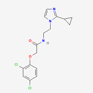molecular formula C16H17Cl2N3O2 B2472680 N-(2-(2-cyclopropyl-1H-imidazol-1-yl)ethyl)-2-(2,4-dichlorophenoxy)acetamide CAS No. 2034587-95-4