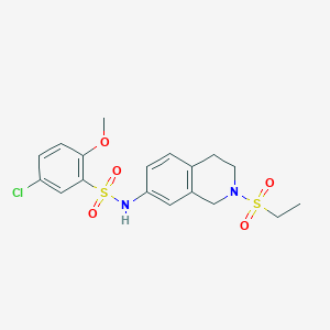 molecular formula C18H21ClN2O5S2 B2472682 5-氯-N-(2-(乙磺酰基)-1,2,3,4-四氢异喹啉-7-基)-2-甲氧基苯磺酰胺 CAS No. 955253-00-6