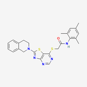 2-((2-(3,4-dihydroisoquinolin-2(1H)-yl)thiazolo[4,5-d]pyrimidin-7-yl)thio)-N-mesitylacetamide
