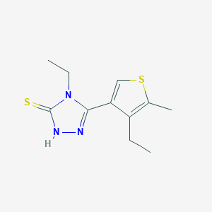 molecular formula C11H15N3S2 B2472693 4-ethyl-5-(4-ethyl-5-methylthien-3-yl)-4H-1,2,4-triazole-3-thiol CAS No. 438228-34-3