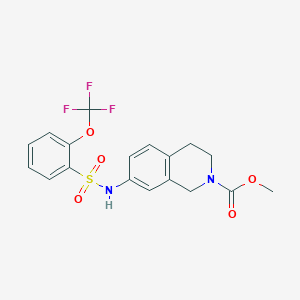molecular formula C18H17F3N2O5S B2472701 methyl 7-(2-(trifluoromethoxy)phenylsulfonamido)-3,4-dihydroisoquinoline-2(1H)-carboxylate CAS No. 1797972-92-9