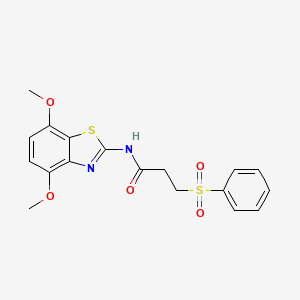 molecular formula C18H18N2O5S2 B2472722 3-(benzenesulfonyl)-N-(4,7-dimethoxy-1,3-benzothiazol-2-yl)propanamide CAS No. 868677-68-3