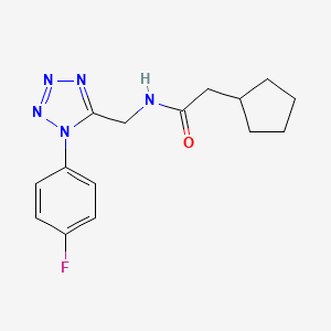 molecular formula C15H18FN5O B2472723 2-cyclopentyl-N-((1-(4-fluorophenyl)-1H-tetrazol-5-yl)methyl)acetamide CAS No. 897623-39-1
